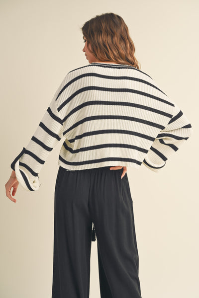 Rolled Sleeve Stripe Top