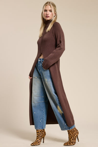 Split Hem Turtleneck Sweater