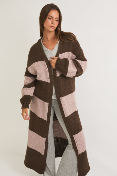 Stripe Long Cardigan