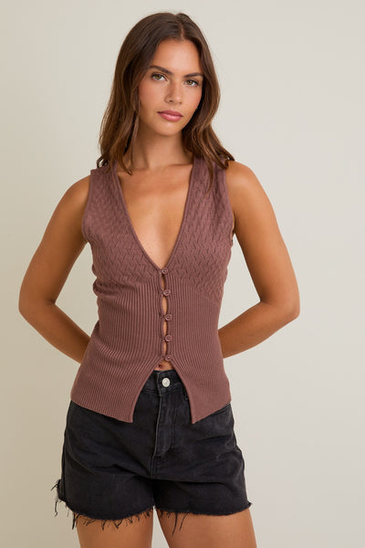 Eden Button Pointelle Tank