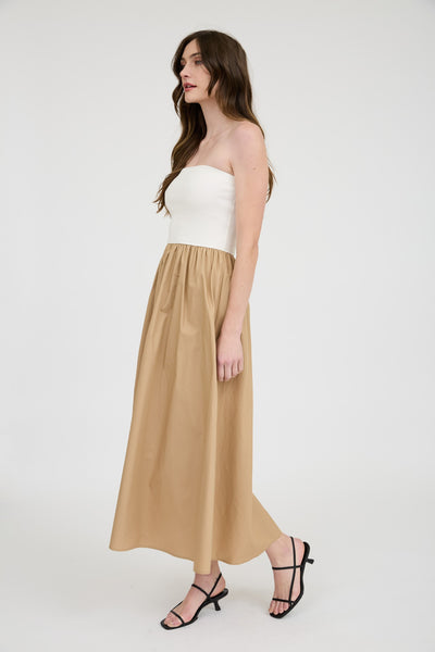 Mixed Media Strapless Dress