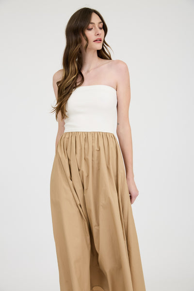 Mixed Media Strapless Dress
