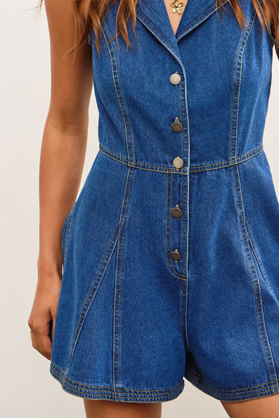 Collared Denim Romper