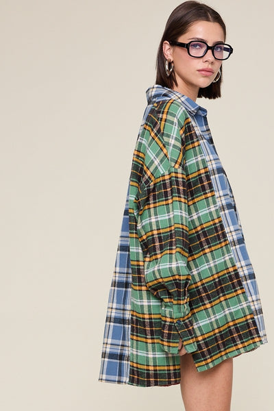 Mixed Plaid Oversize Flannel