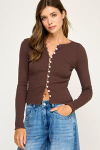 Tilly Ribbed Button Top