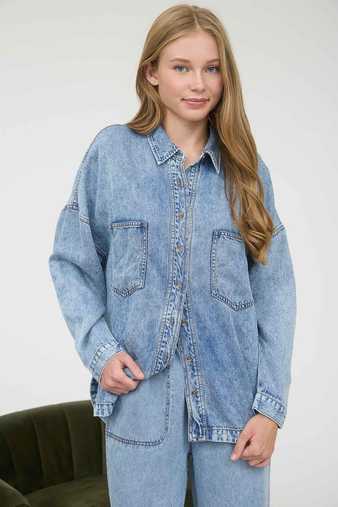 ニット/セーター CHAMBRAY LIKE 2WAY KNIT Denim Chambray | Cashmere Crew Neck Cardigan | Pure Collection