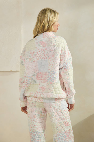 Patchwork Quilted Mock Neck