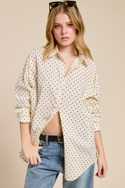 Polka Dot Oversize Button Down