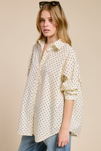 Polka Dot Oversize Button Down