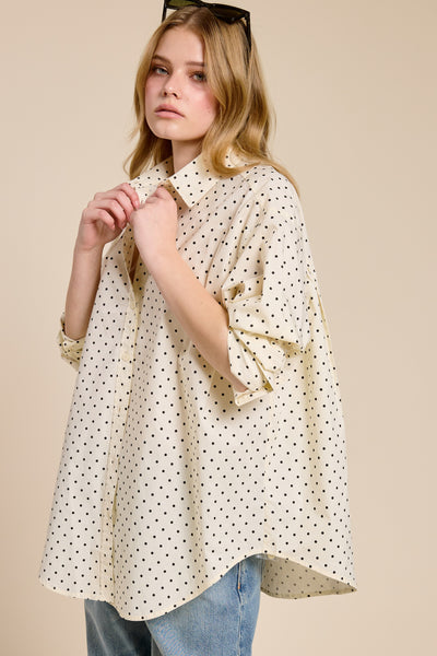 Polka Dot Oversize Button Down