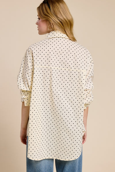 Polka Dot Oversize Button Down