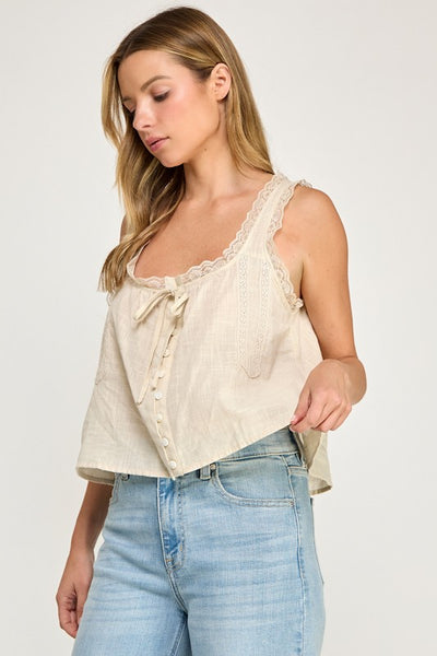 Sweet Lace Button Tank