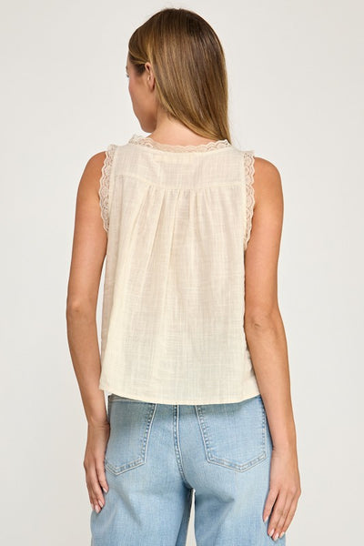 Sweet Lace Button Tank