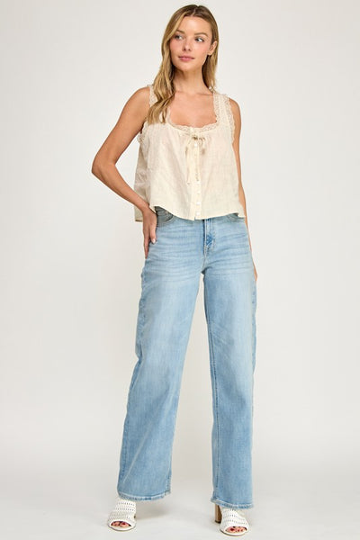 Sweet Lace Button Tank