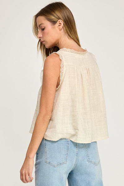 Sweet Lace Button Tank