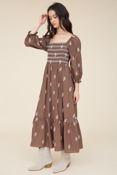 Delilah Embroidered Midi Dress