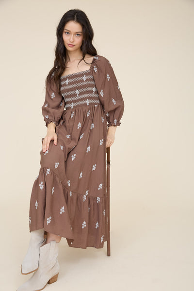 Delilah Embroidered Midi Dress