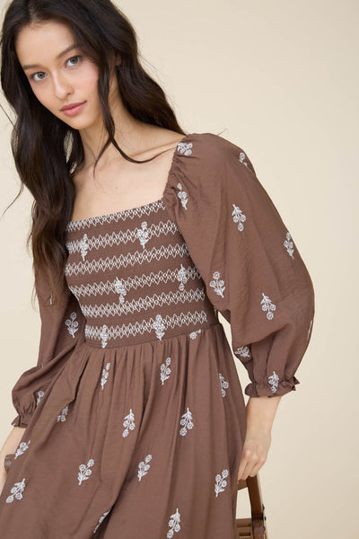 Delilah Embroidered Midi Dress
