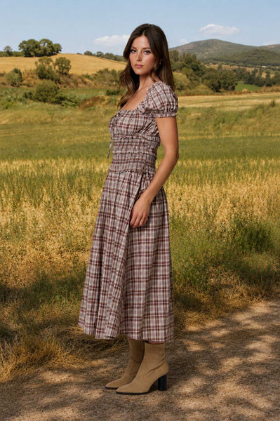 Mabel Plaid Midi Dress