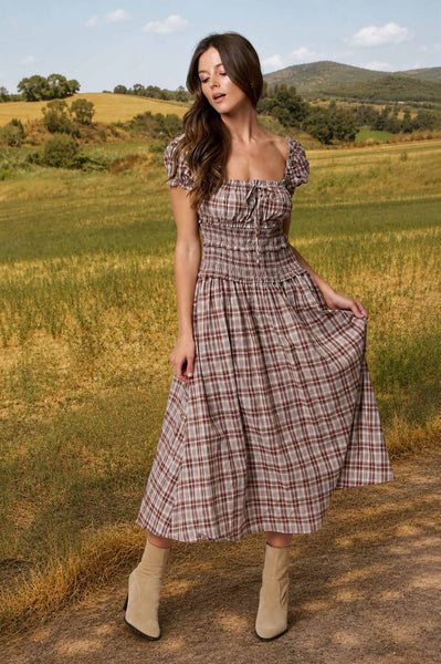 Mabel Plaid Midi Dress