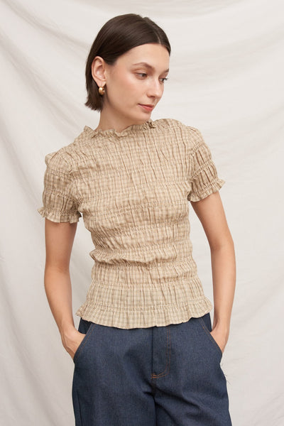 Willa Plaid Smocked Top