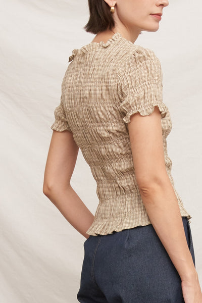 Willa Plaid Smocked Top