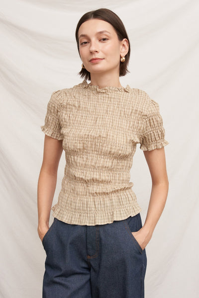 Willa Plaid Smocked Top