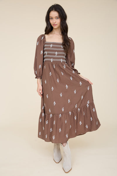 Delilah Embroidered Midi Dress