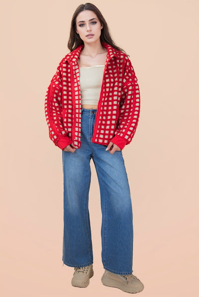 Red Check Fleece Jacket