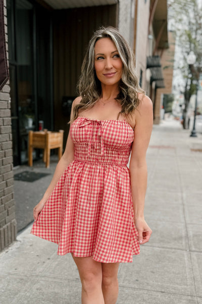 Cherry Basket Gingham Dress
