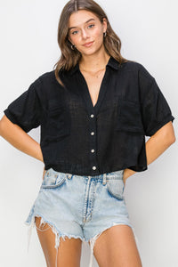 Breezy Cropped Button Down