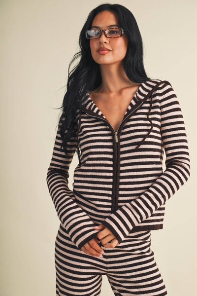 Remi Striped Double Zip Hoodie