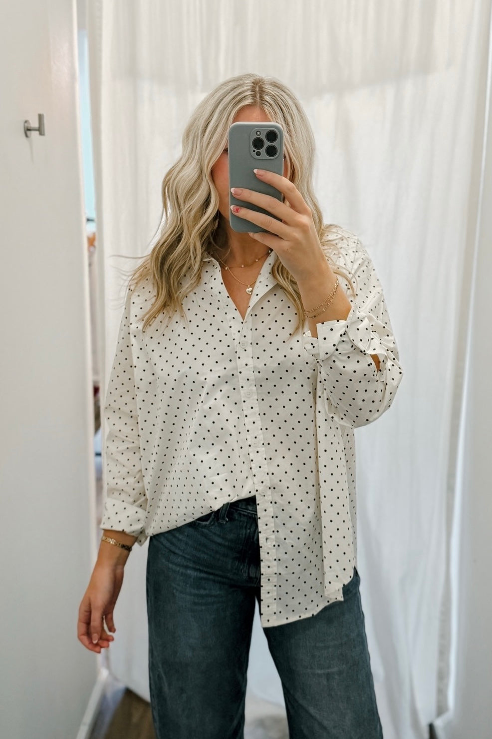 Polka Dot Oversize Button Down – Bloom & Flourish