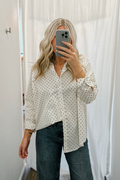 Polka Dot Oversize Button Down