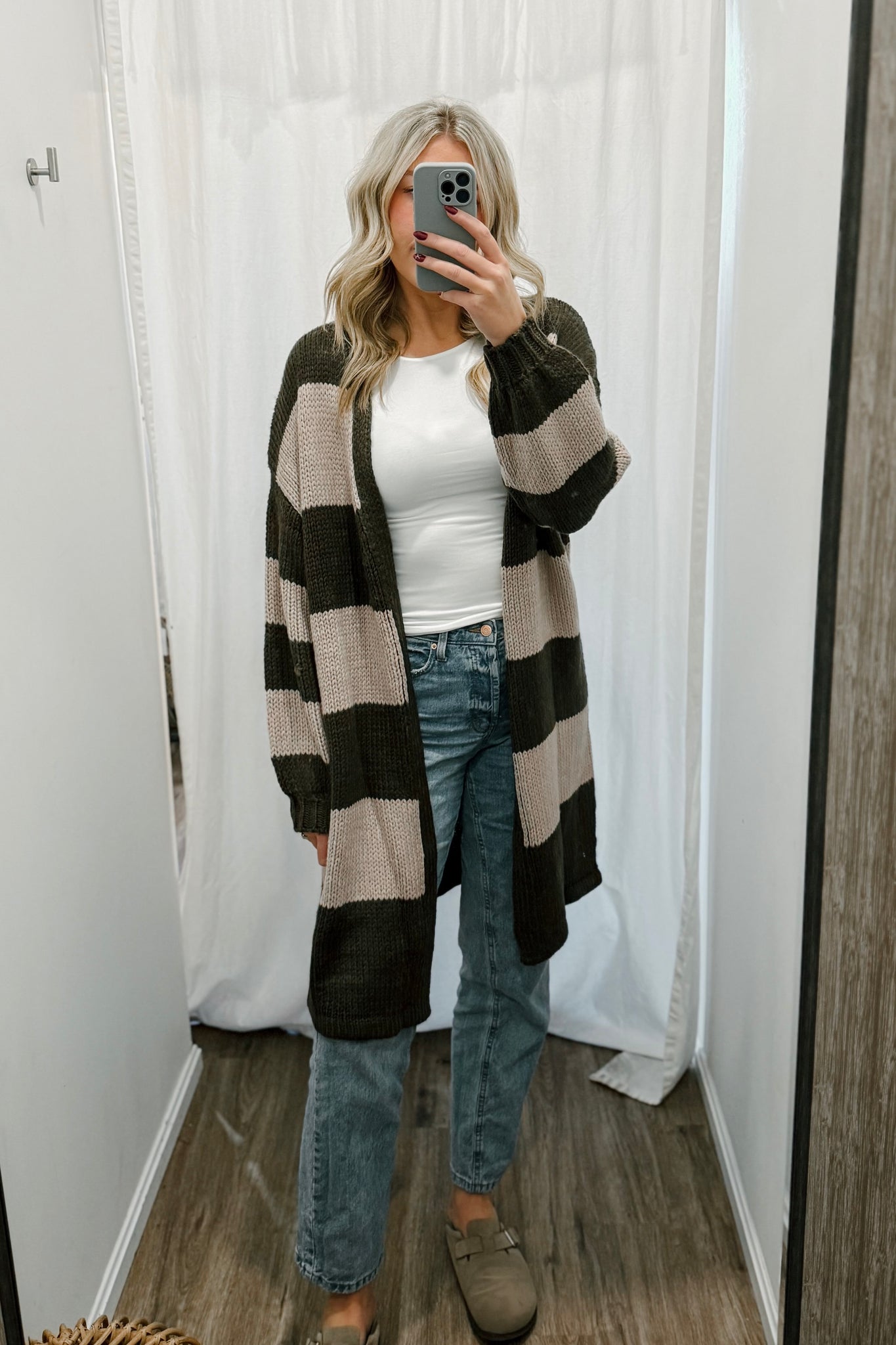 Stripe Long Cardigan