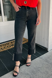 Cuffed Washed Black Jeans