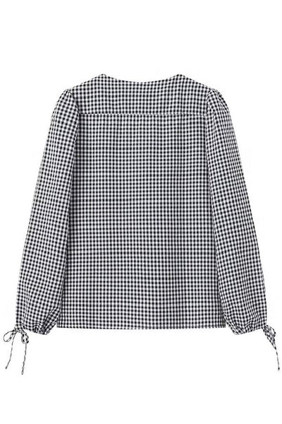 Charming Gingham Tie Top