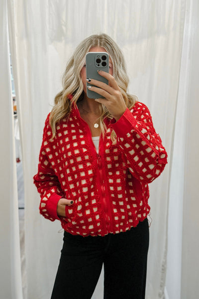 Red Check Fleece Jacket