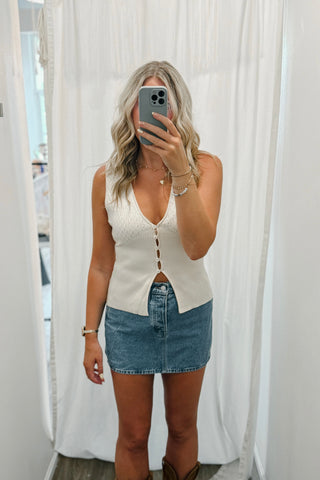 Eden Button Pointelle Tank