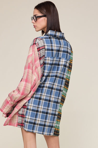 Mixed Plaid Oversize Flannel