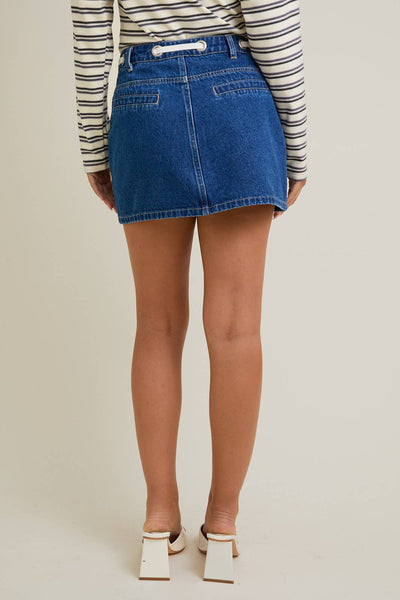 Tie Waist Denim Skirt