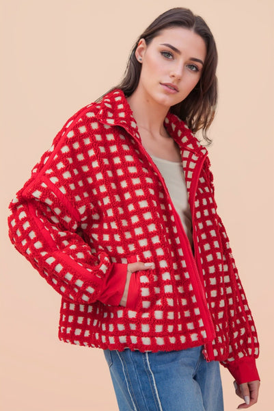 Red Check Fleece Jacket