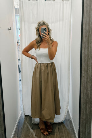 Mixed Media Strapless Dress