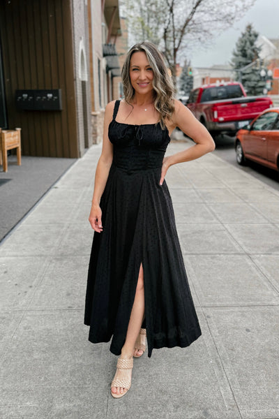 Midnight Corset Midi Dress