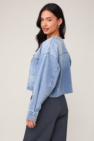 Round Neck Denim Jacket