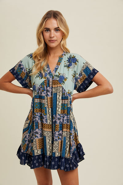 Agnes Mixed Print Dress