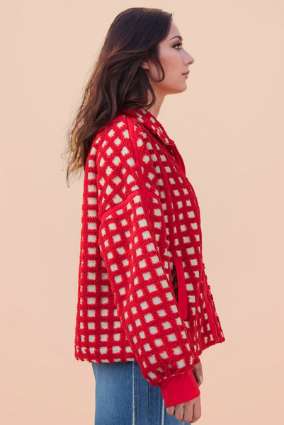 Red Check Fleece Jacket