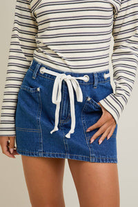 Tie Waist Denim Skirt