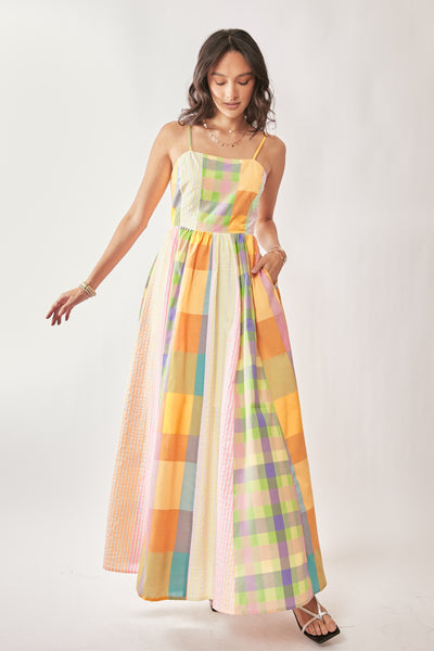 Mixed Print Maxi Dress