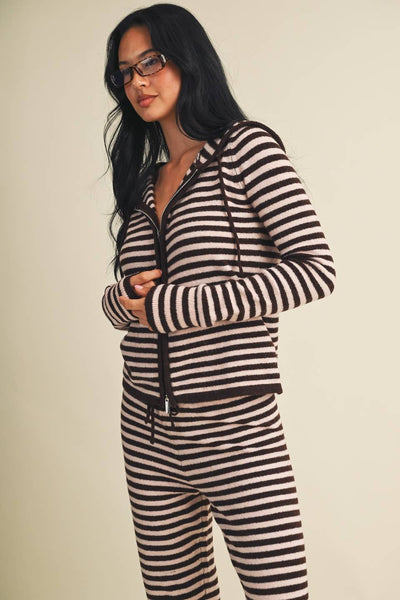 Remi Striped Double Zip Hoodie